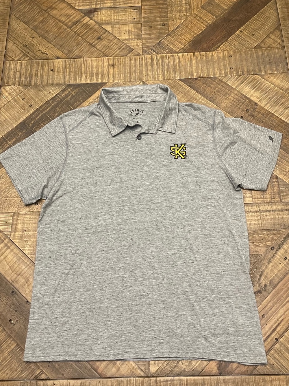 League Collegiate Wear heather gray short-sleeve polo shirt-Kennesaw state logo